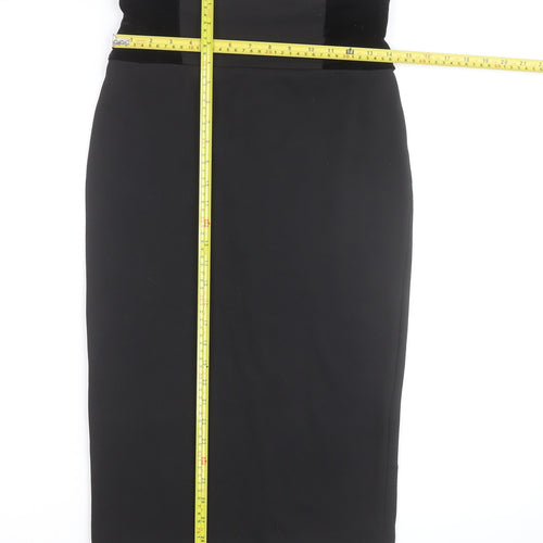 Kelly Brook Women’s Black Velvet Waist Midi Pencil Skirt Size 10