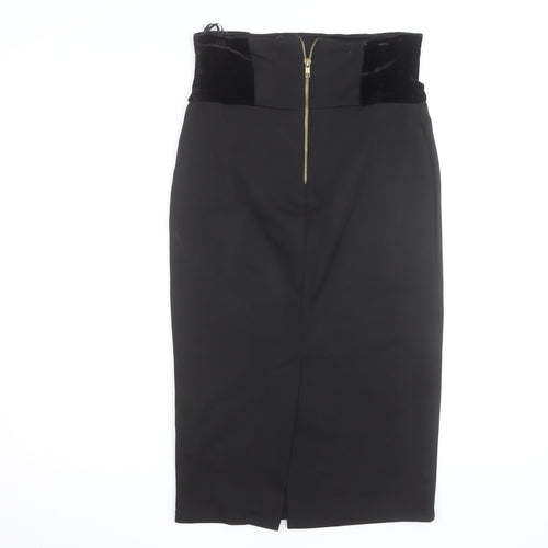 Kelly Brook Women’s Black Velvet Waist Midi Pencil Skirt Size 10