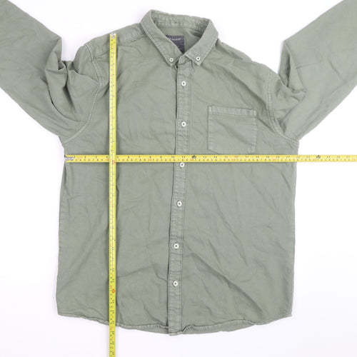 Primark Men's Green XL Regular Fit Cotton Button-Up Shirt