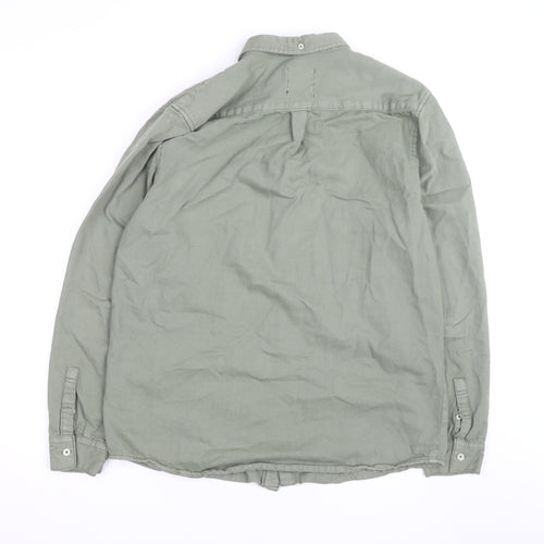Primark Men's Green XL Regular Fit Cotton Button-Up Shirt