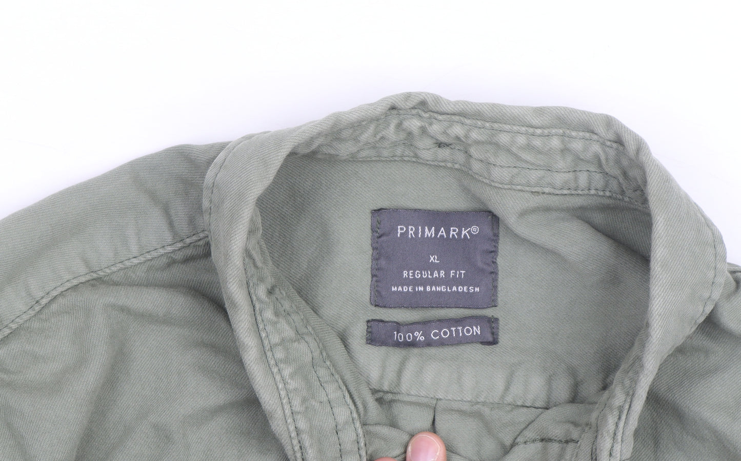 Primark Men's Green XL Regular Fit Cotton Button-Up Shirt