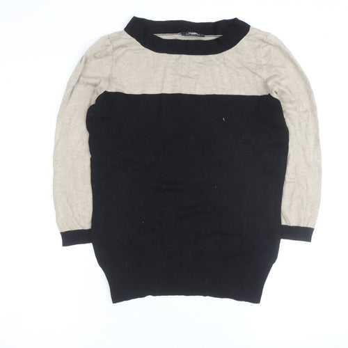 Wallis Women’s Beige and Black Crew Neck Knit Jumper Size 12