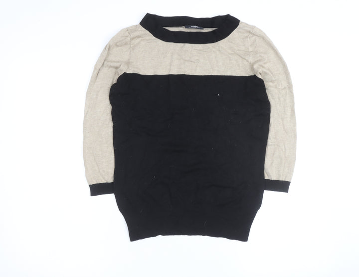 Wallis Women’s Beige and Black Crew Neck Knit Jumper Size 12