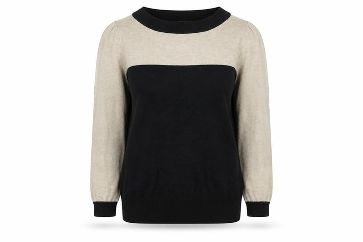 Wallis Women’s Beige and Black Crew Neck Knit Jumper Size 12