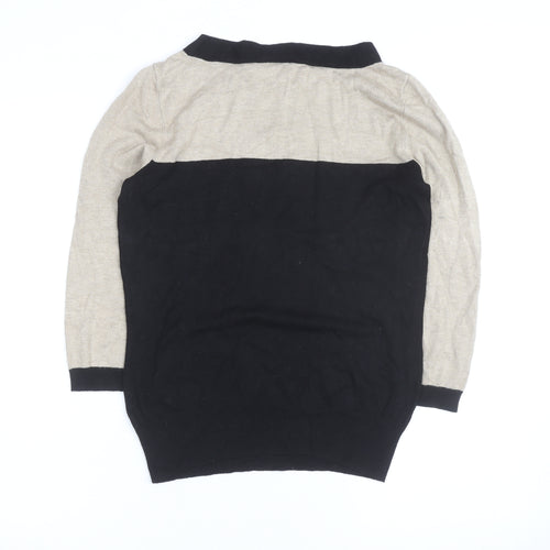 Wallis Women’s Beige and Black Crew Neck Knit Jumper Size 12