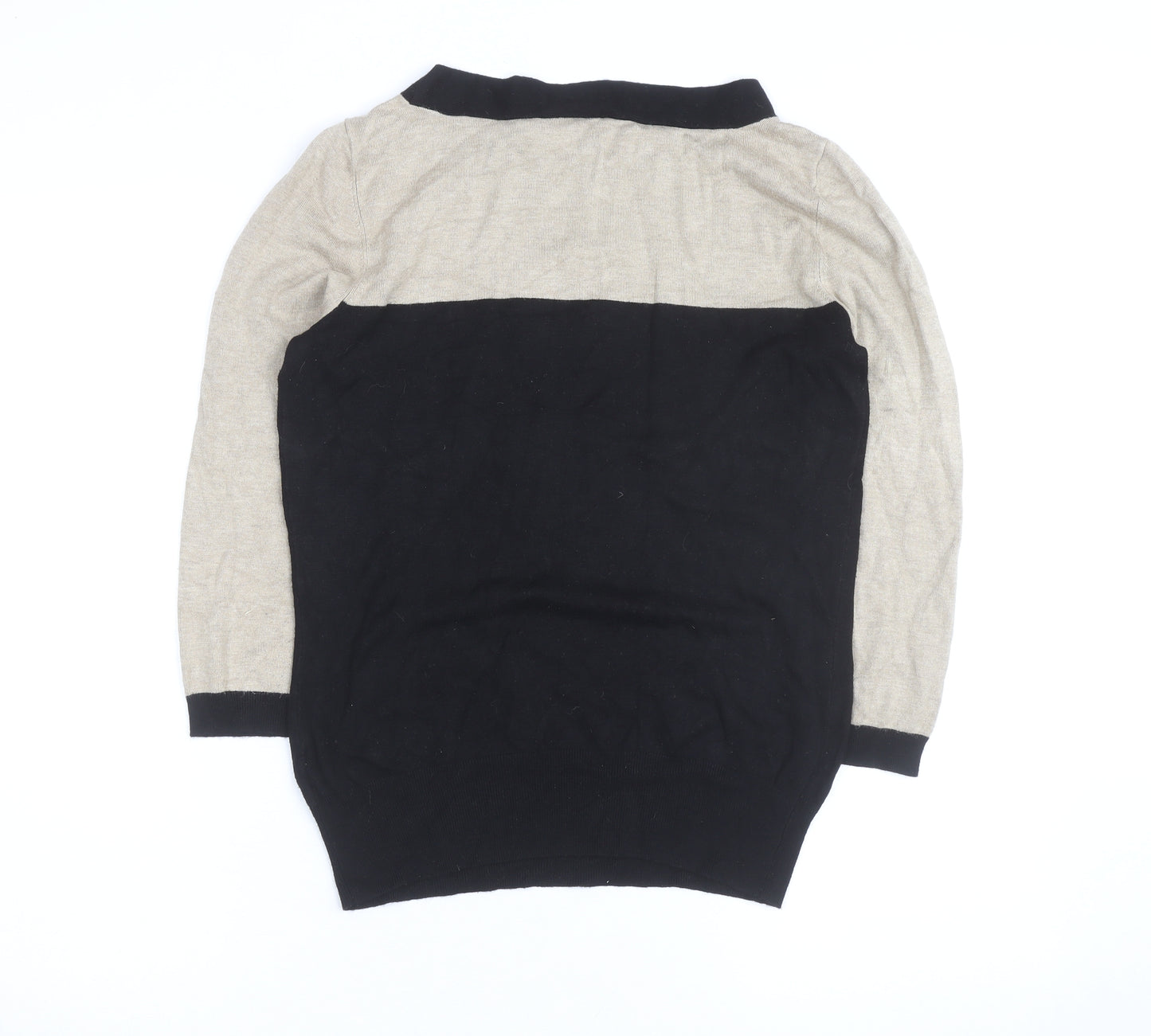 Wallis Women’s Beige and Black Crew Neck Knit Jumper Size 12