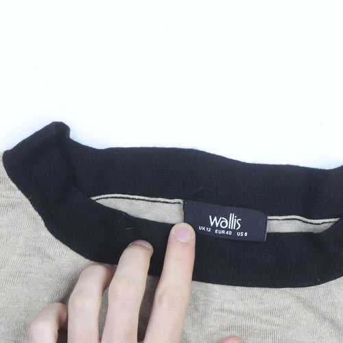 Wallis Women’s Beige and Black Crew Neck Knit Jumper Size 12