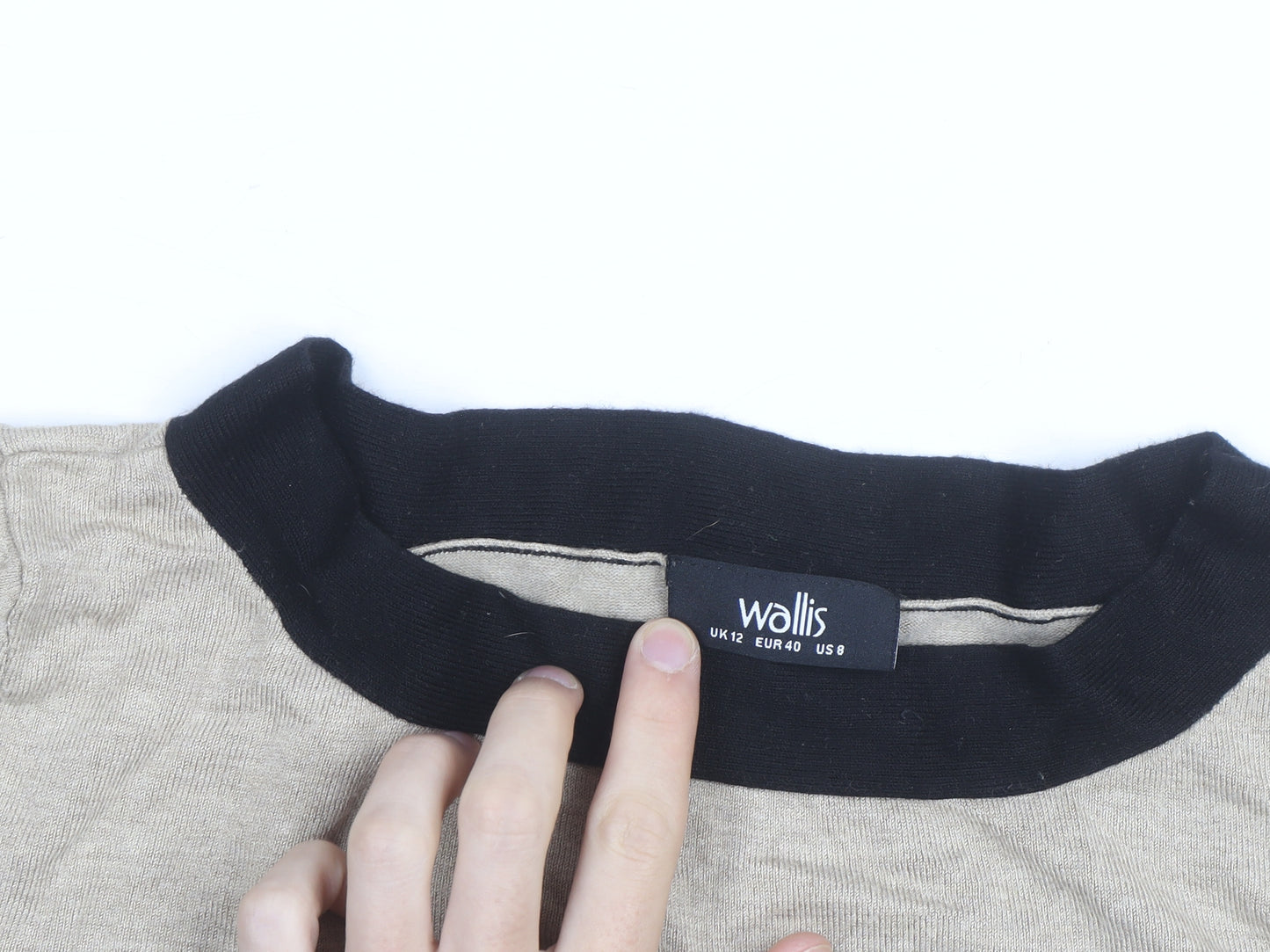 Wallis Women’s Beige and Black Crew Neck Knit Jumper Size 12