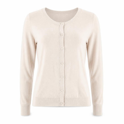 H&M Women’s Beige Cotton Knit Cardigan XS Lightweight Crew Neck