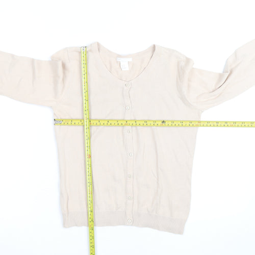 H&M Women’s Beige Cotton Knit Cardigan XS Lightweight Crew Neck