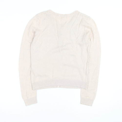 H&M Women’s Beige Cotton Knit Cardigan XS Lightweight Crew Neck