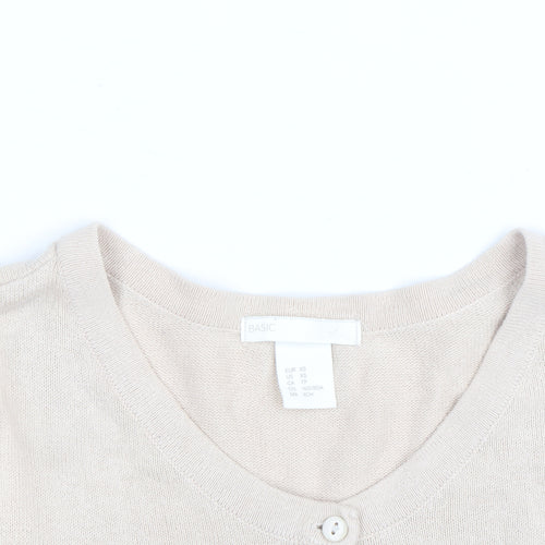 H&M Women’s Beige Cotton Knit Cardigan XS Lightweight Crew Neck