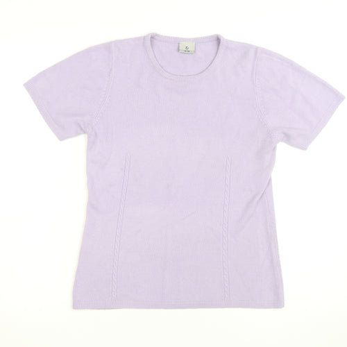 Xe Women's Purple 100% Cashmere Short Sleeve Pullover Jumper Size 10-12