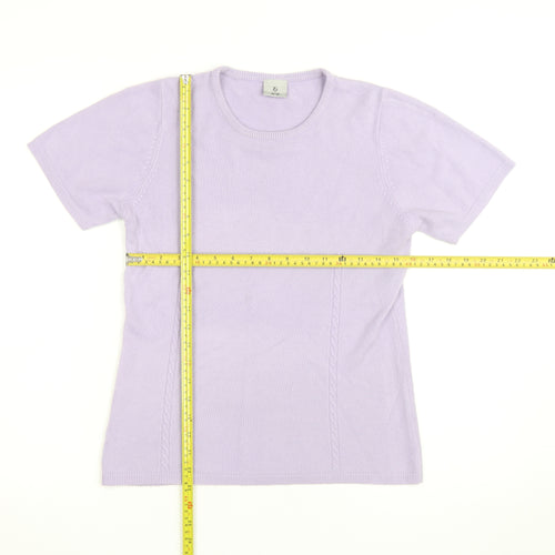 Xe Women's Purple 100% Cashmere Short Sleeve Pullover Jumper Size 10-12