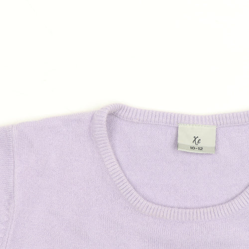 Xe Women's Purple 100% Cashmere Short Sleeve Pullover Jumper Size 10-12