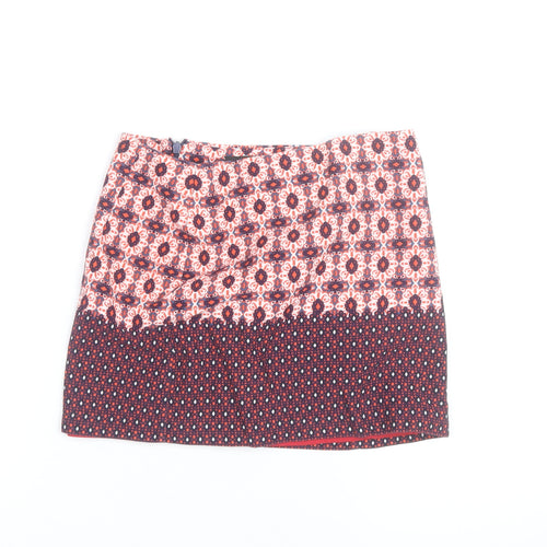 Topshop Women’s Red Floral Tweed Mini Skirt Size 8 Retro Style