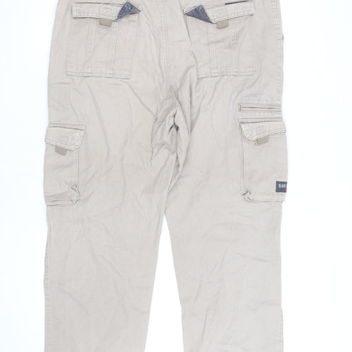 Jean West Men's Beige Cargo Trousers 2XL 50in Cotton Relaxed Fit