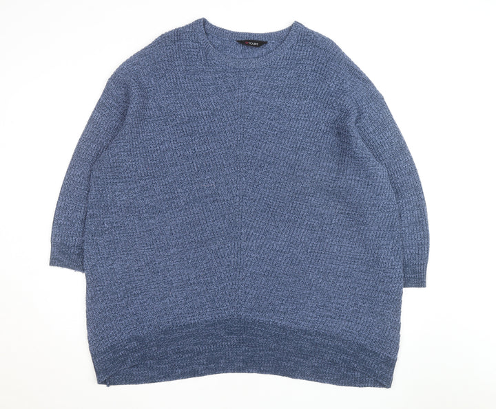 Yours Women Blue Plus Size 22 Chunky Knit Pullover Jumper