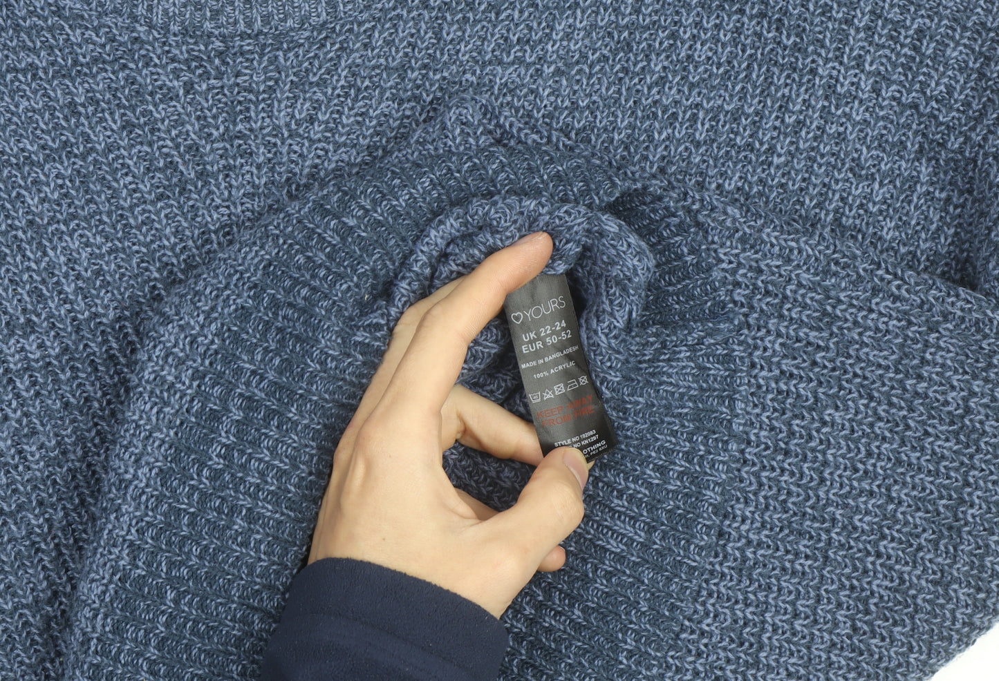 Yours Women Blue Plus Size 22 Chunky Knit Pullover Jumper