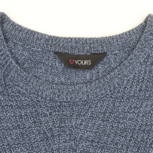 Yours Women Blue Plus Size 22 Chunky Knit Pullover Jumper