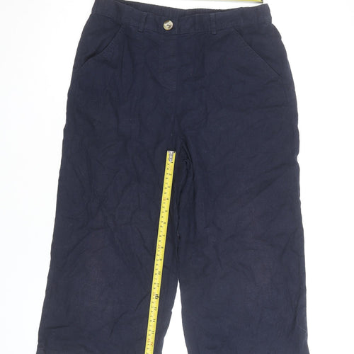 Marks and Spencer Women Navy Cropped Linen Trousers Size 12