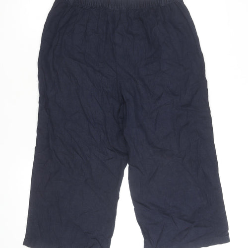Marks and Spencer Women Navy Cropped Linen Trousers Size 12