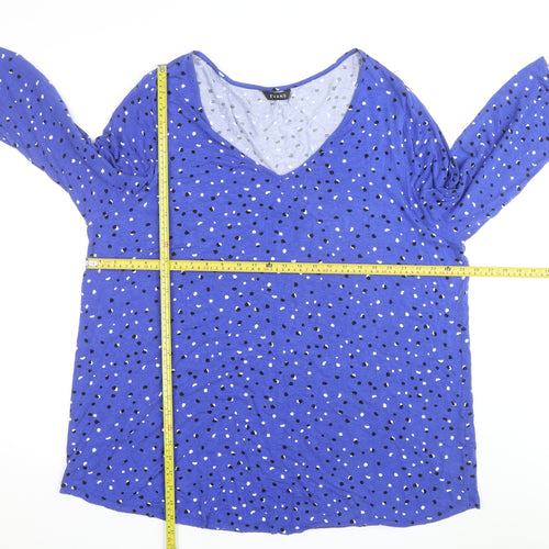 Evans Women's Blue Polka Dot V-Neck 3/4 Sleeve Jersey Top Size 20