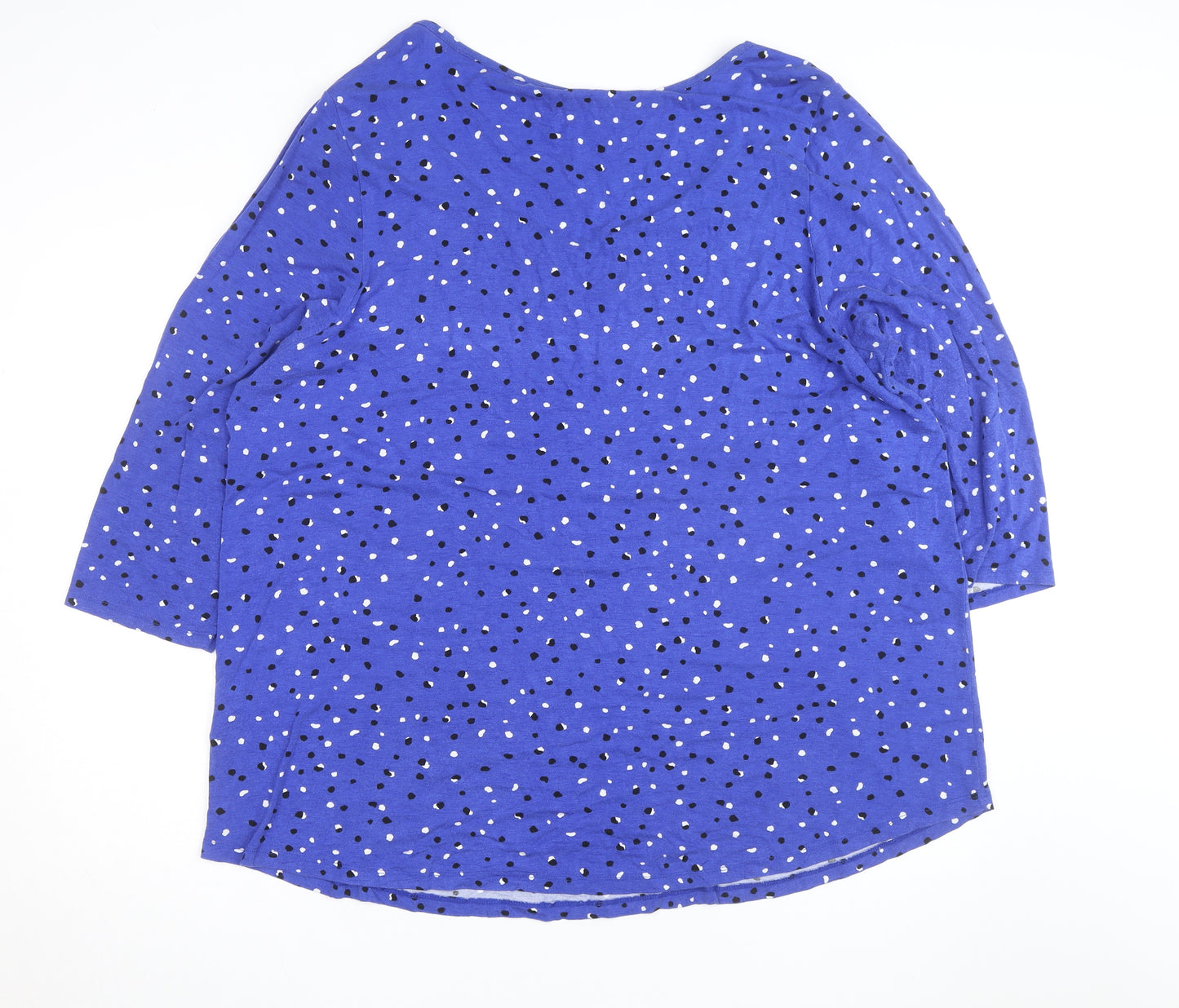 Evans Women's Blue Polka Dot V-Neck 3/4 Sleeve Jersey Top Size 20