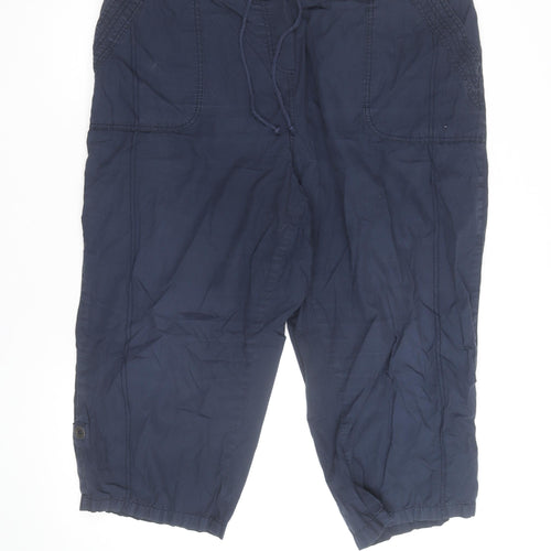 Papaya Women's Blue Cotton Blend Capri Trousers Size 22