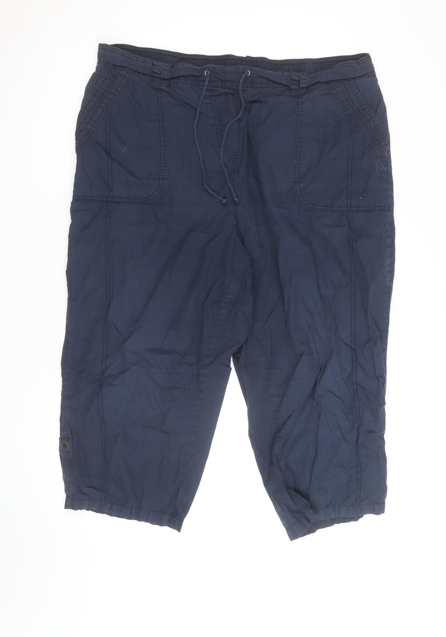 Papaya Women's Blue Cotton Blend Capri Trousers Size 22