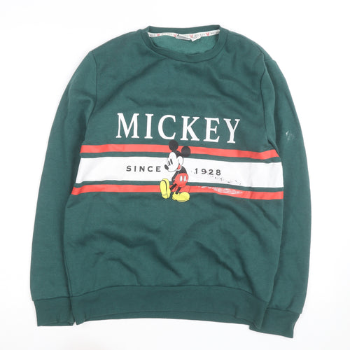 Disney Men's Green Mickey Mouse Graphic Pullover Sweatshirt Size S