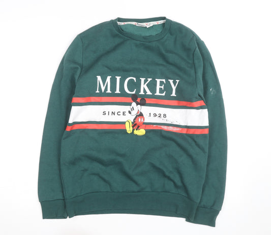 Disney Men's Green Mickey Mouse Graphic Pullover Sweatshirt Size S