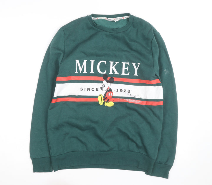 Disney Men's Green Mickey Mouse Graphic Pullover Sweatshirt Size S