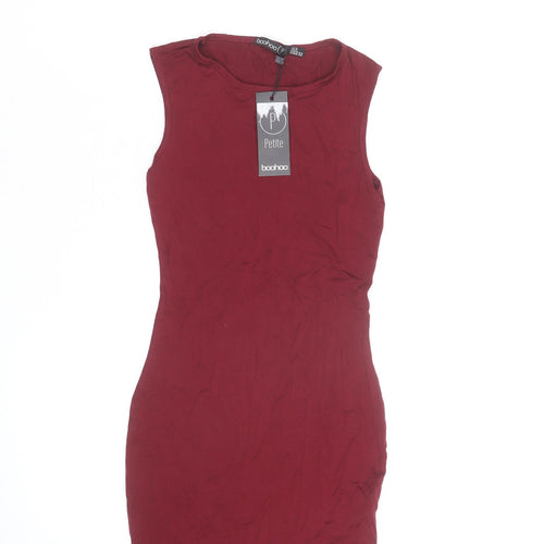 Boohoo Women Petite Red Sleeveless Bodycon Short Dress XS