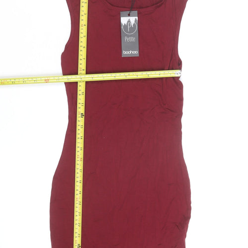 Boohoo Women Petite Red Sleeveless Bodycon Short Dress XS