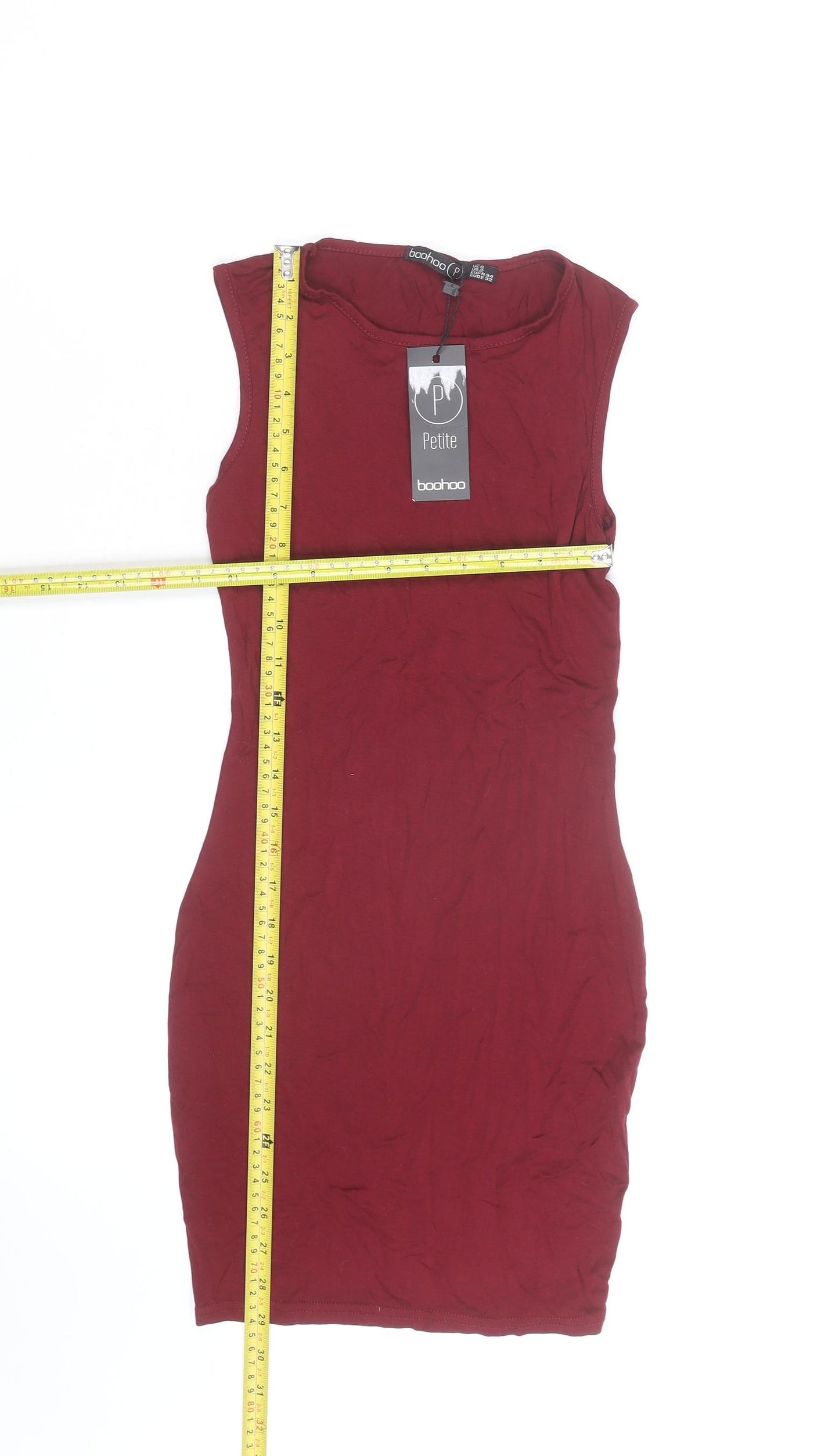 Boohoo Women Petite Red Sleeveless Bodycon Short Dress XS