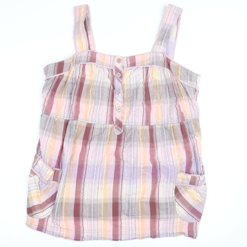 Next Women’s Multicoloured Check Cotton Tunic Tank Top Size 22