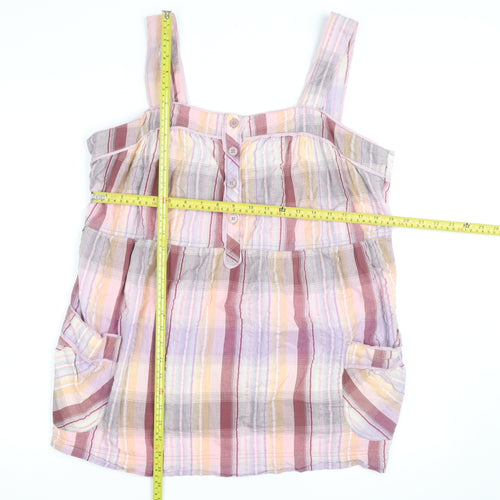 Next Women’s Multicoloured Check Cotton Tunic Tank Top Size 22