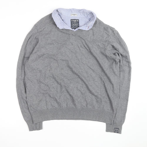 Kensington Eastside Men's Grey 2XL V-Neck Cotton Jumper