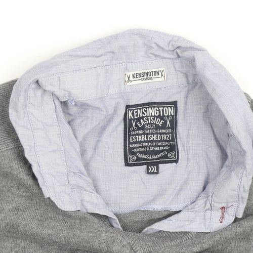 Kensington Eastside Men's Grey 2XL V-Neck Cotton Jumper
