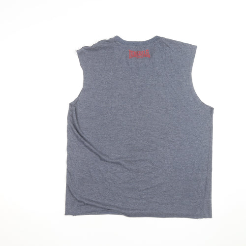 Lonsdale Men Blue Sleeveless Boxing Graphic T-Shirt Size L