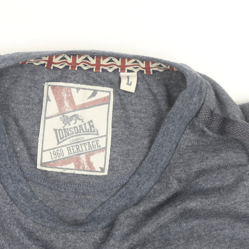 Lonsdale Men Blue Sleeveless Boxing Graphic T-Shirt Size L