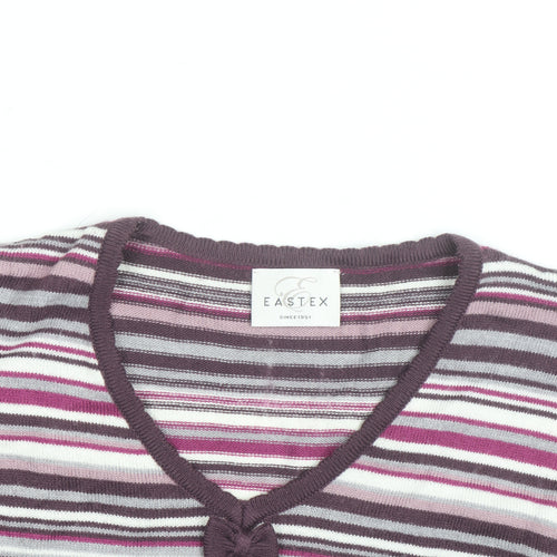 Eastex Women’s Multicoloured Striped V-Neck 3/4 Sleeve Jumper Size 16