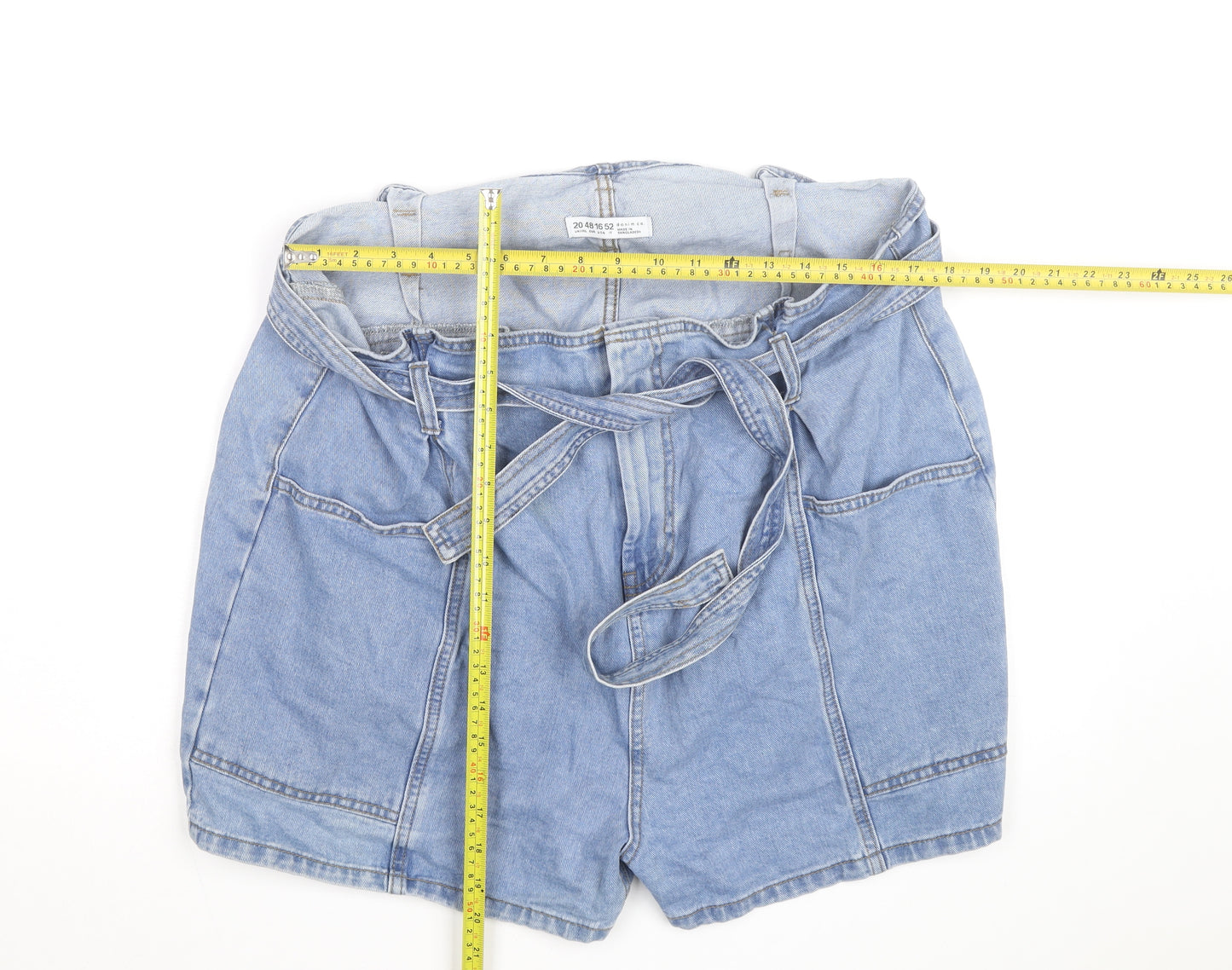 Denim Co. Men's Blue Belted Chino Denim Shorts Size M