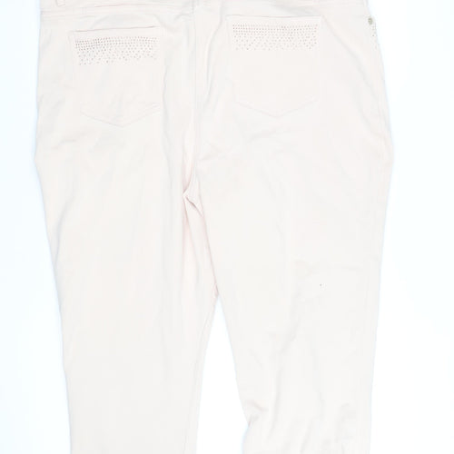 Marks and Spencer Women Beige Cropped Stretch Trousers UK 20 Rhinestone