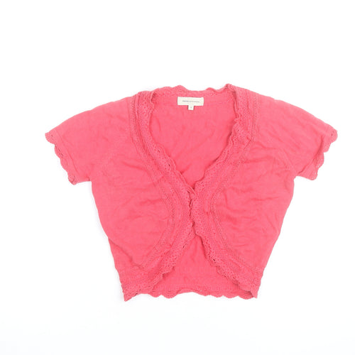 Rocha.John Rocha Women’s Pink Cropped Crochet V-Neck Blouse Size S