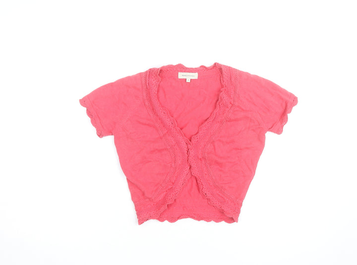 Rocha.John Rocha Women’s Pink Cropped Crochet V-Neck Blouse Size S