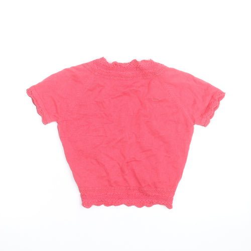 Rocha.John Rocha Women’s Pink Cropped Crochet V-Neck Blouse Size S
