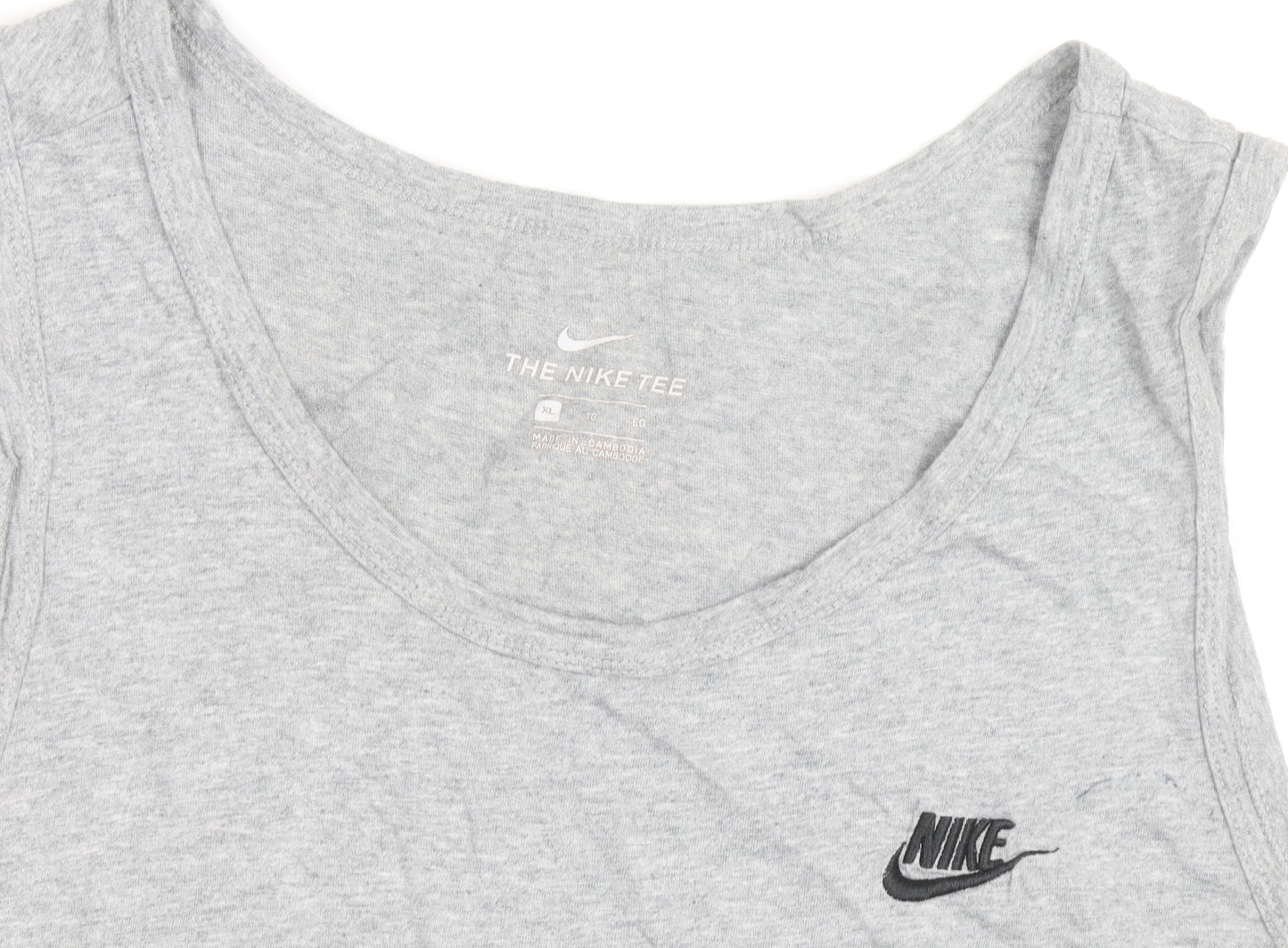 Nike Men's Grey XL Sleeveless Round Neck Logo Sports T-Shirt