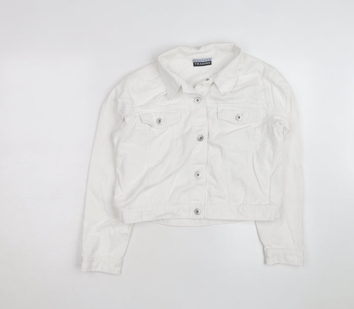 Western Trading Women's White Cotton Button Jacket Size 12